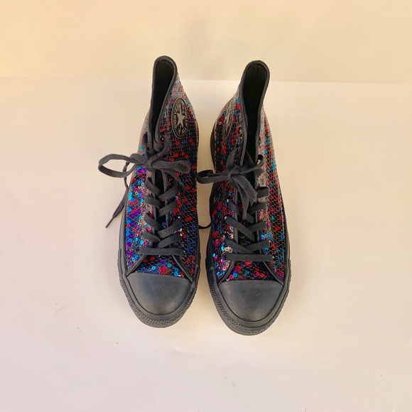 CONVERSE HIGH TOP BLACK SEQUIN - Picture 4 of 8